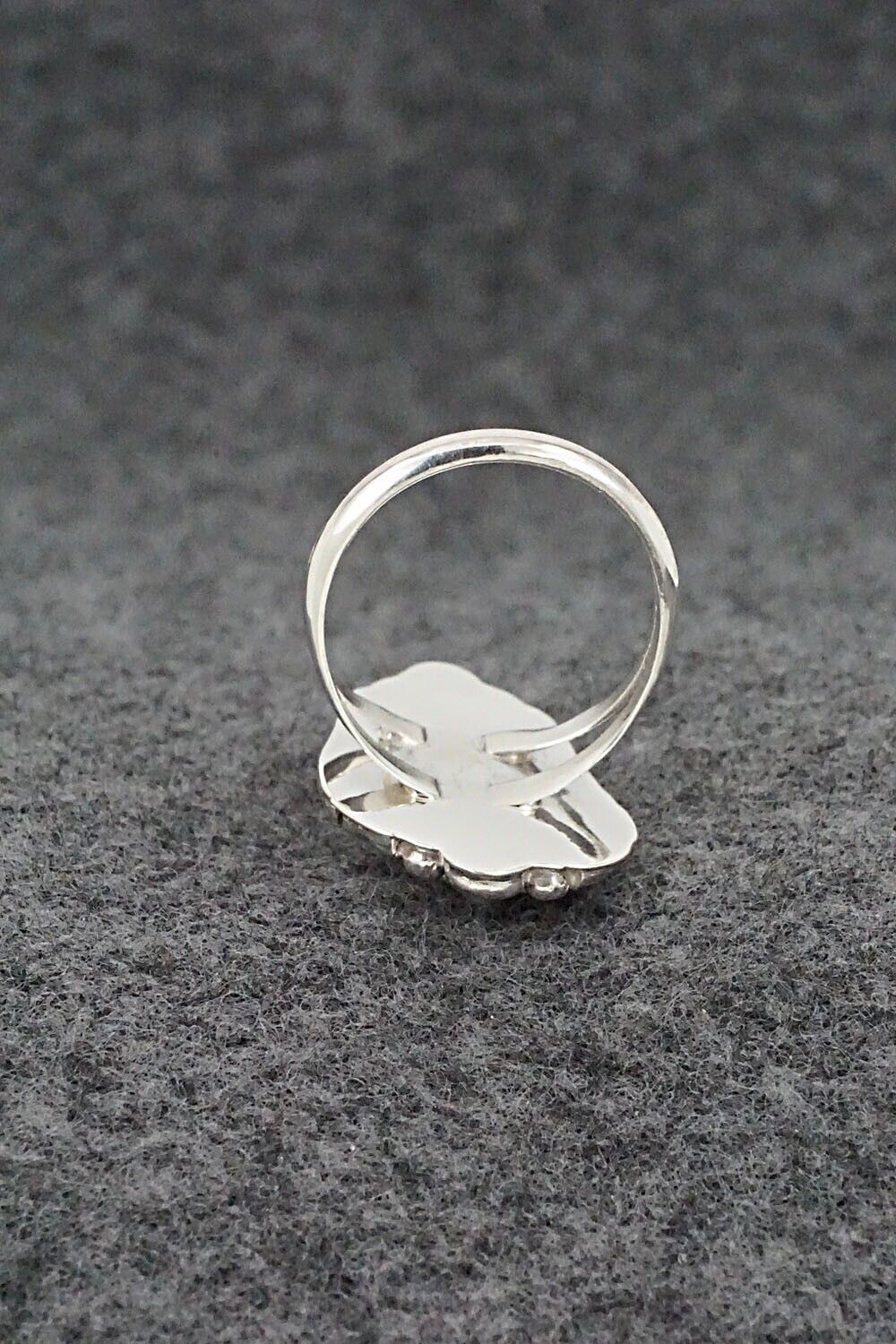 Onyx, Opalite & Sterling Silver Inlay Ring - James Manygoats - Size 7.25