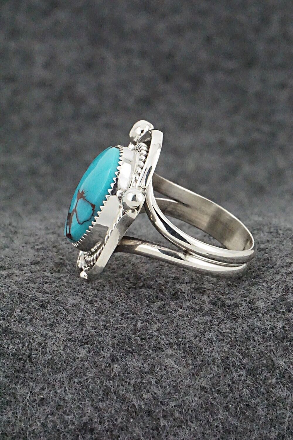Turquoise & Sterling Silver Ring - Leslie Nez - Size 11