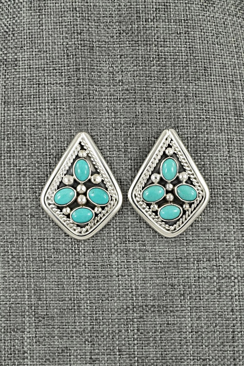 Turquoise & Sterling Silver Earrings - Chester Charley