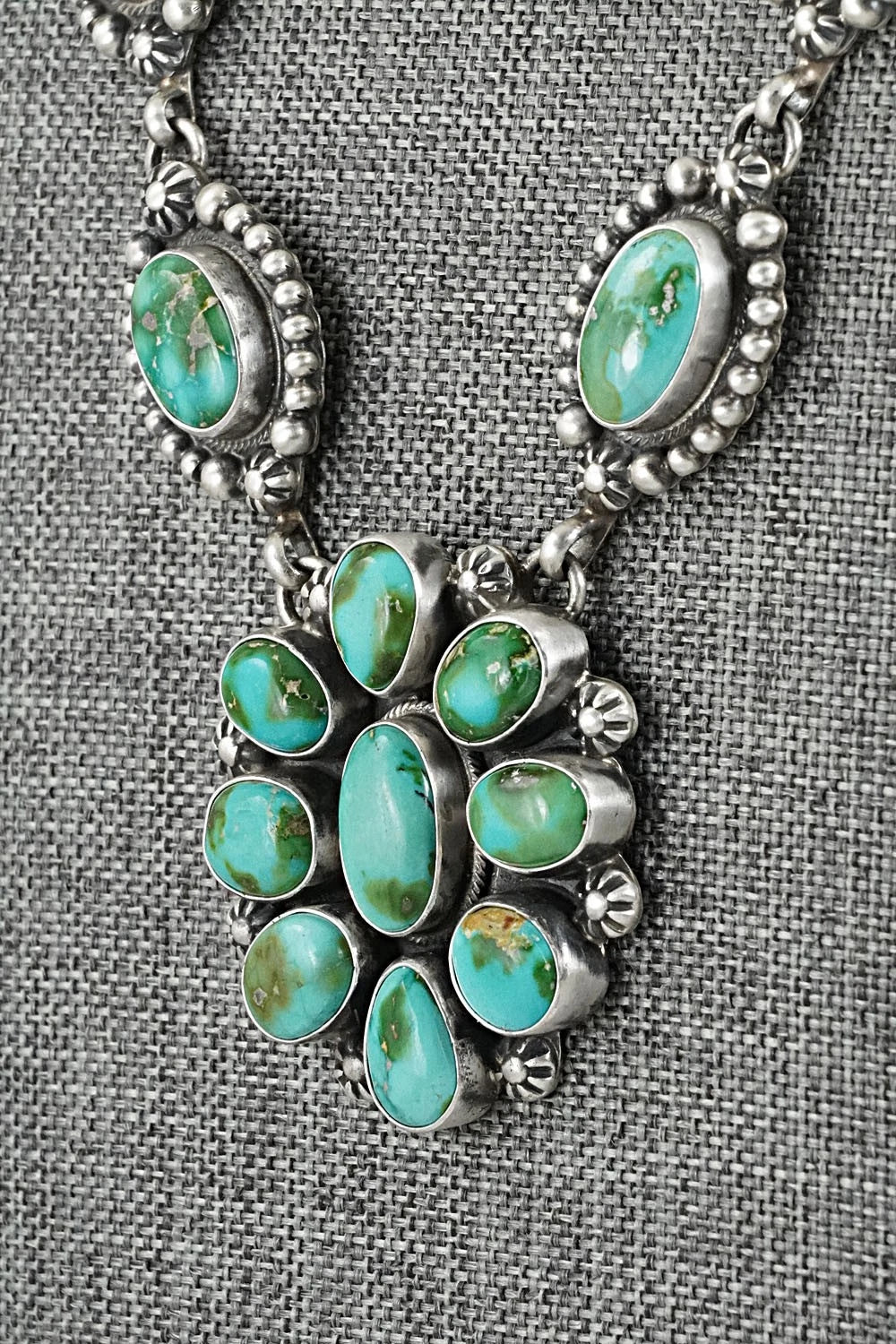 Turquoise & Sterling Silver Necklace and Earrings Set - Kathleen Livingston