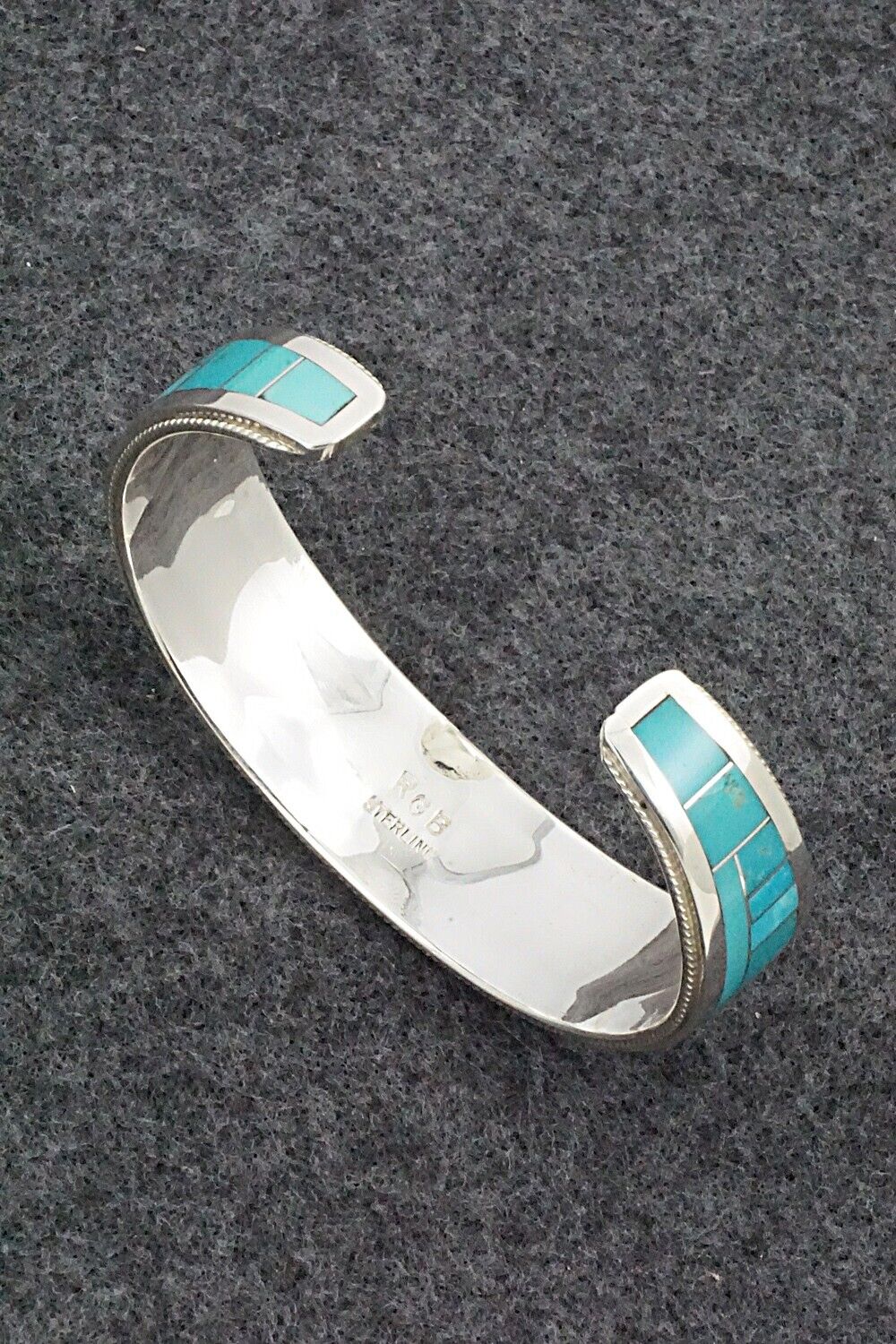 Turquoise & Sterling Silver Inlay Bracelet - Glendora Booqua