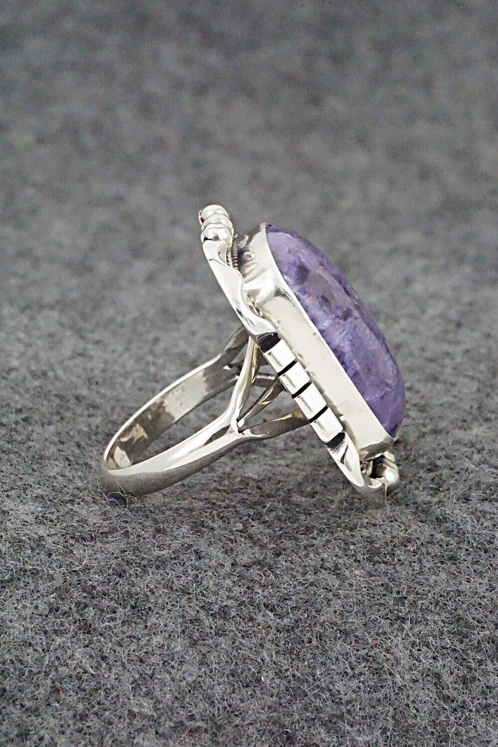 Charoite & Sterling Silver Ring - Samuel Yellowhair - Size 8.5