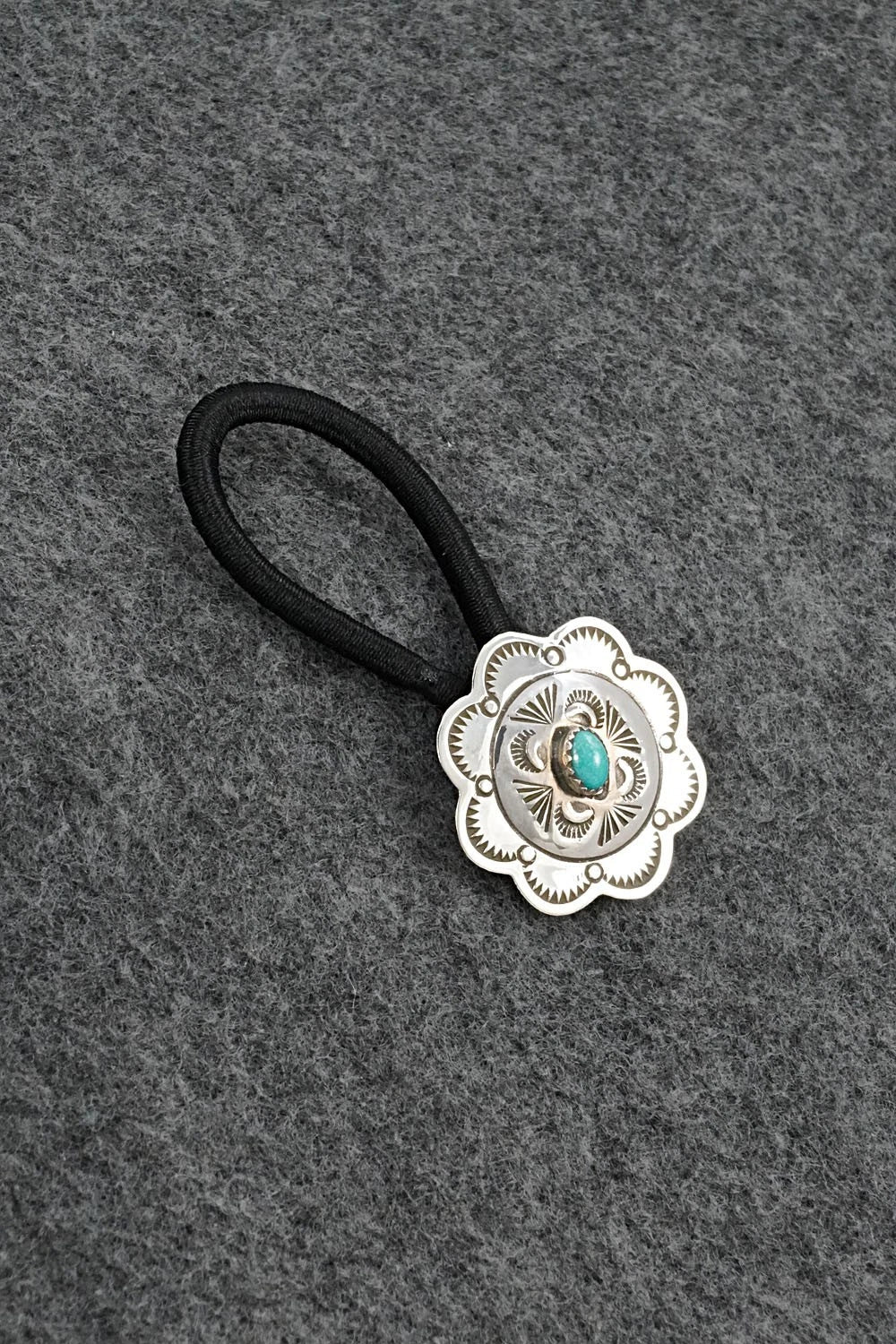 Turquoise & Sterling Silver Hair Tie - Bertha Begay