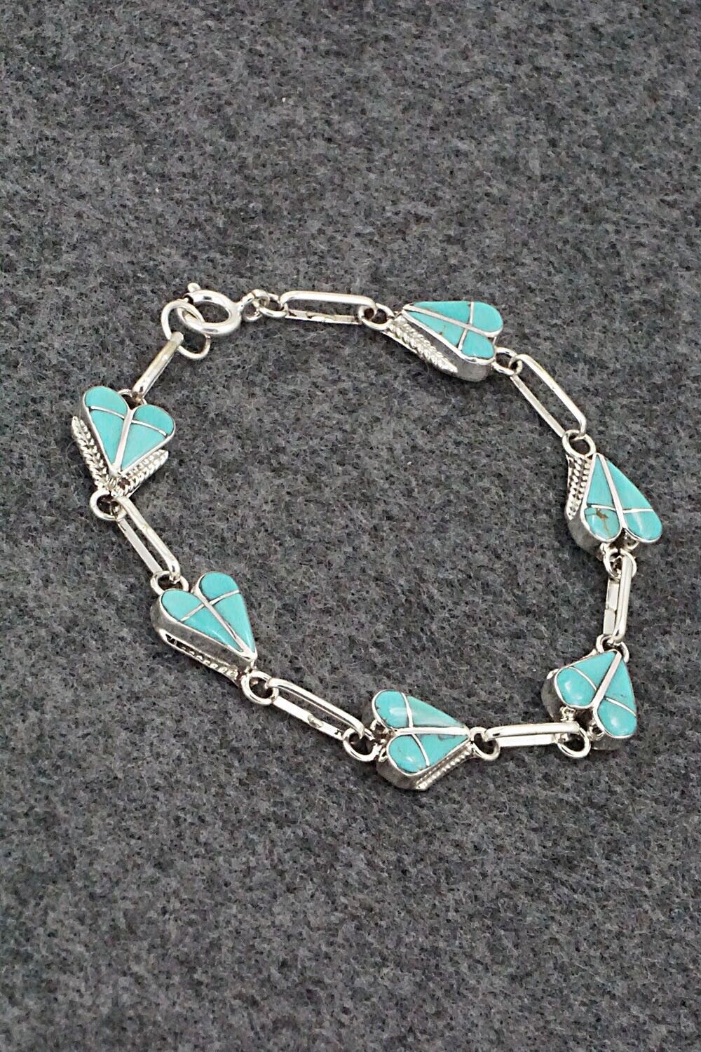 Turquoise & Sterling Silver Link Bracelet - Velda Nastacio
