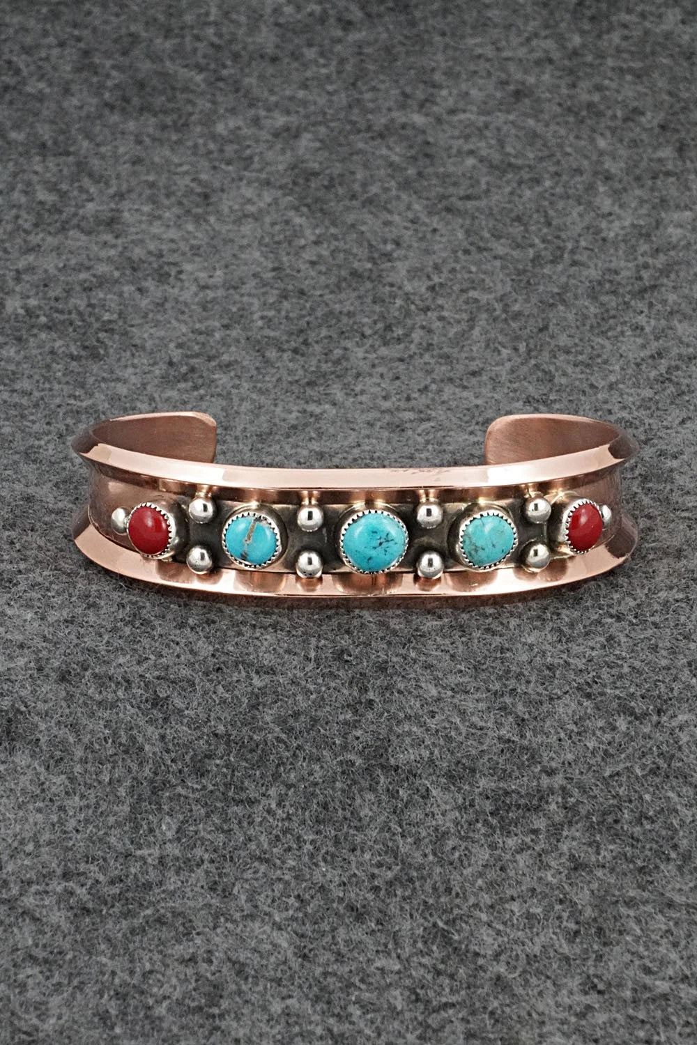 Turquoise, Coral & Copper Bracelet - Paul Largo