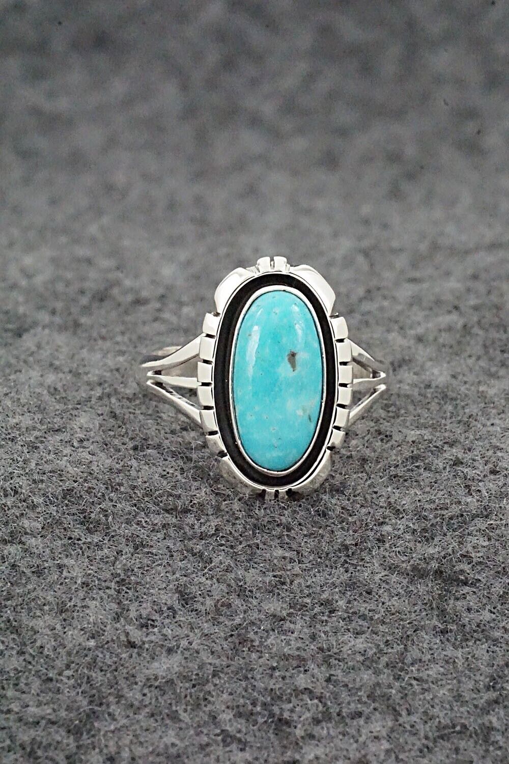 Turquoise & Sterling Silver Ring - Amos Begay - Size 7.5