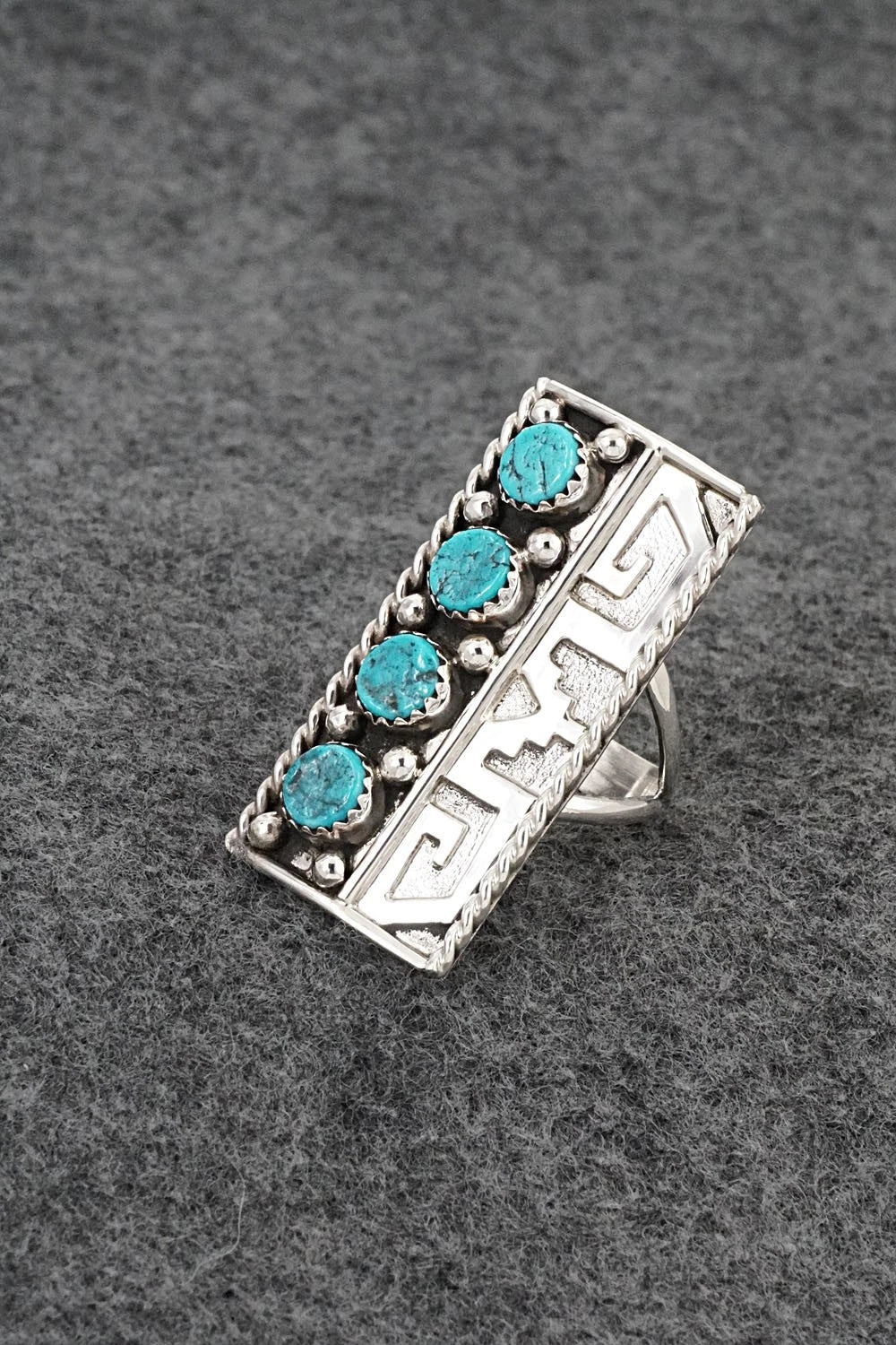 Turquoise & Sterling Silver Ring - Ronnie Spencer - Size 8