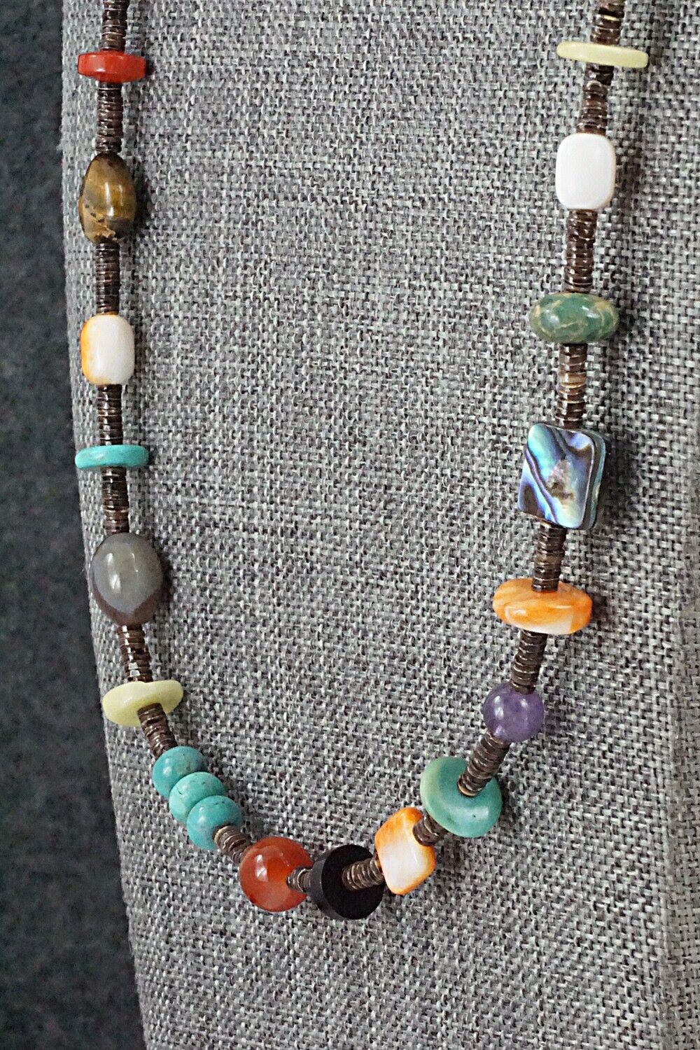 Multi-Stone & Sterling Silver Necklace 28" - Helen Tsosie