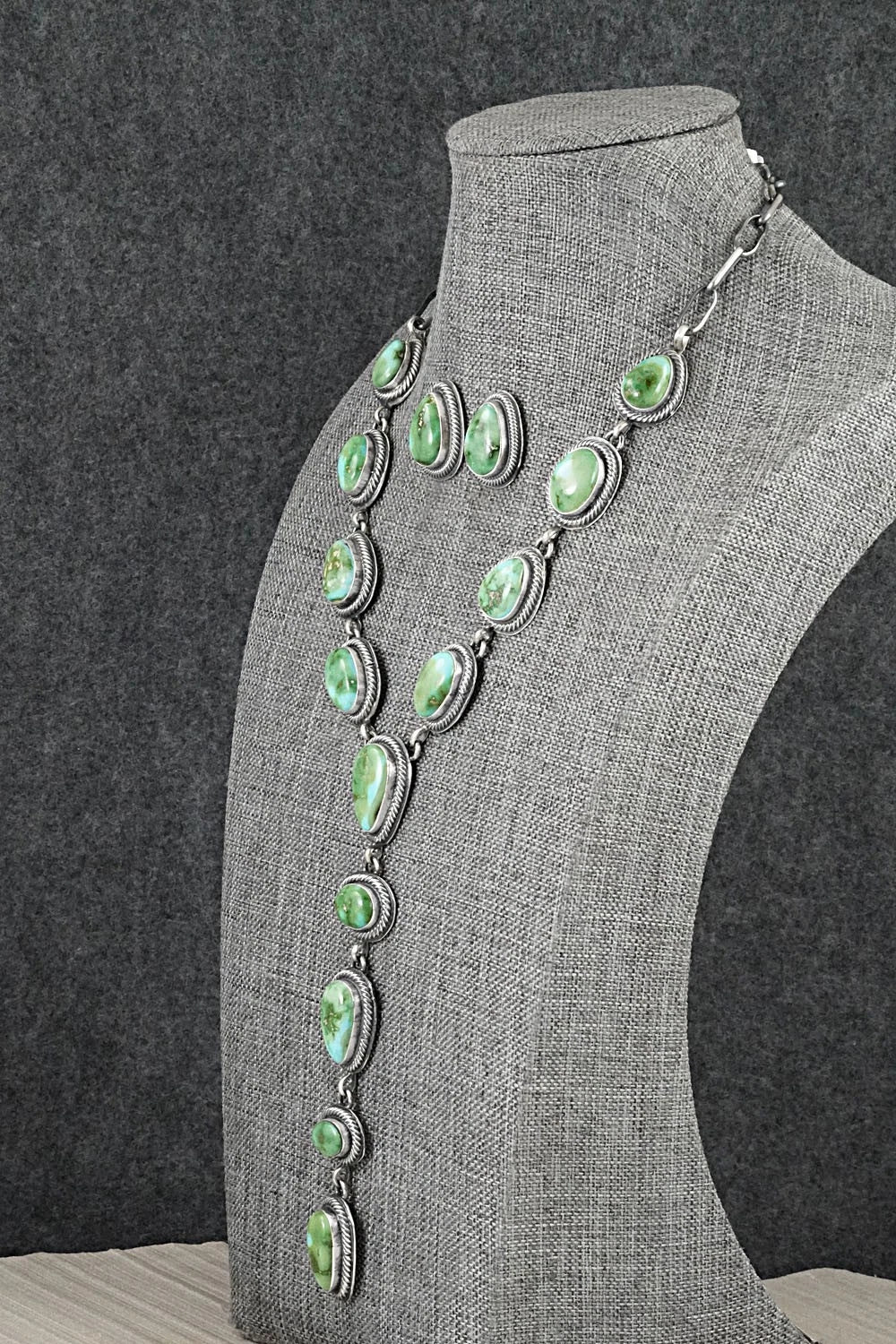 Turquoise & Sterling Silver Necklace and Earrings Set - Darrin Livingston