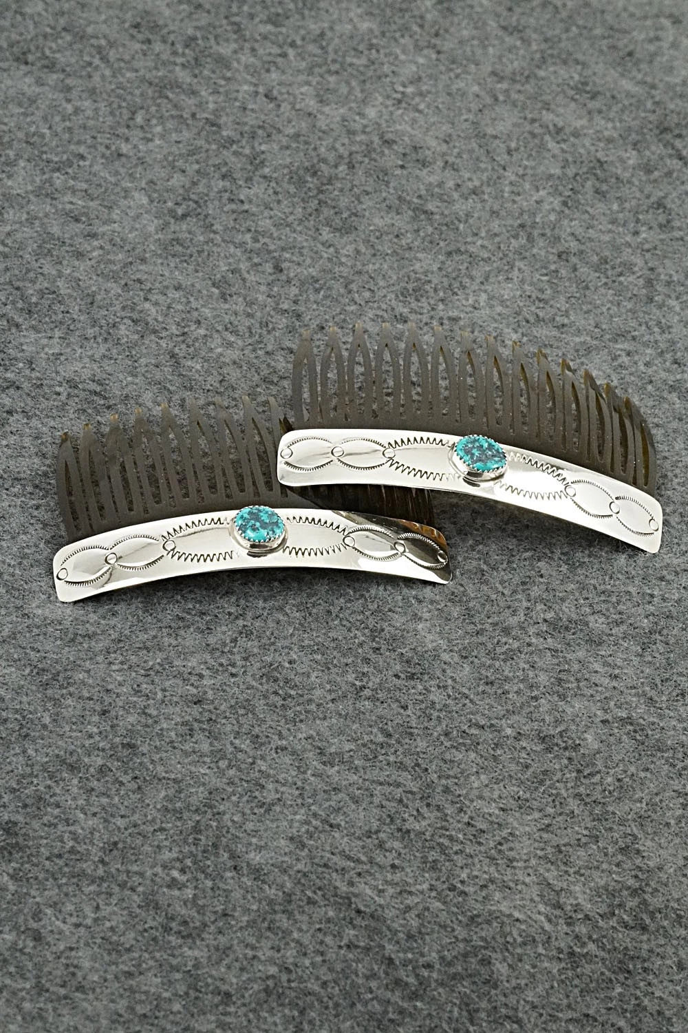 Turquoise & Sterling Silver Hair Combs - Joann Silver