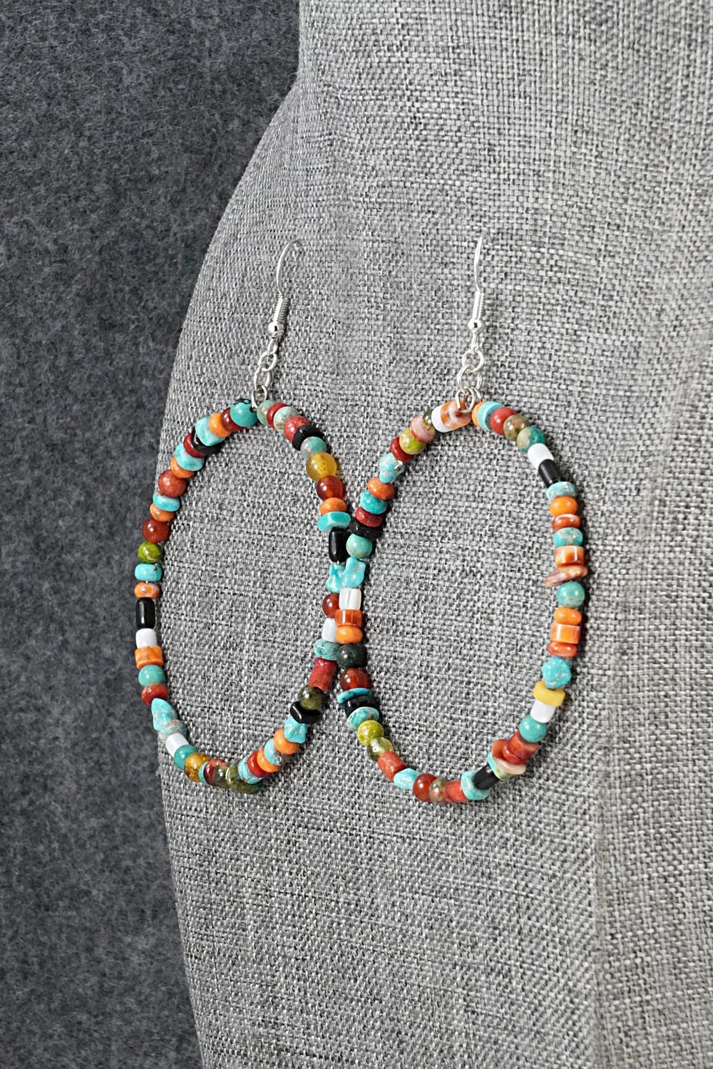 Multi-Stone & Sterling Silver Earrings - Helen Tsosie