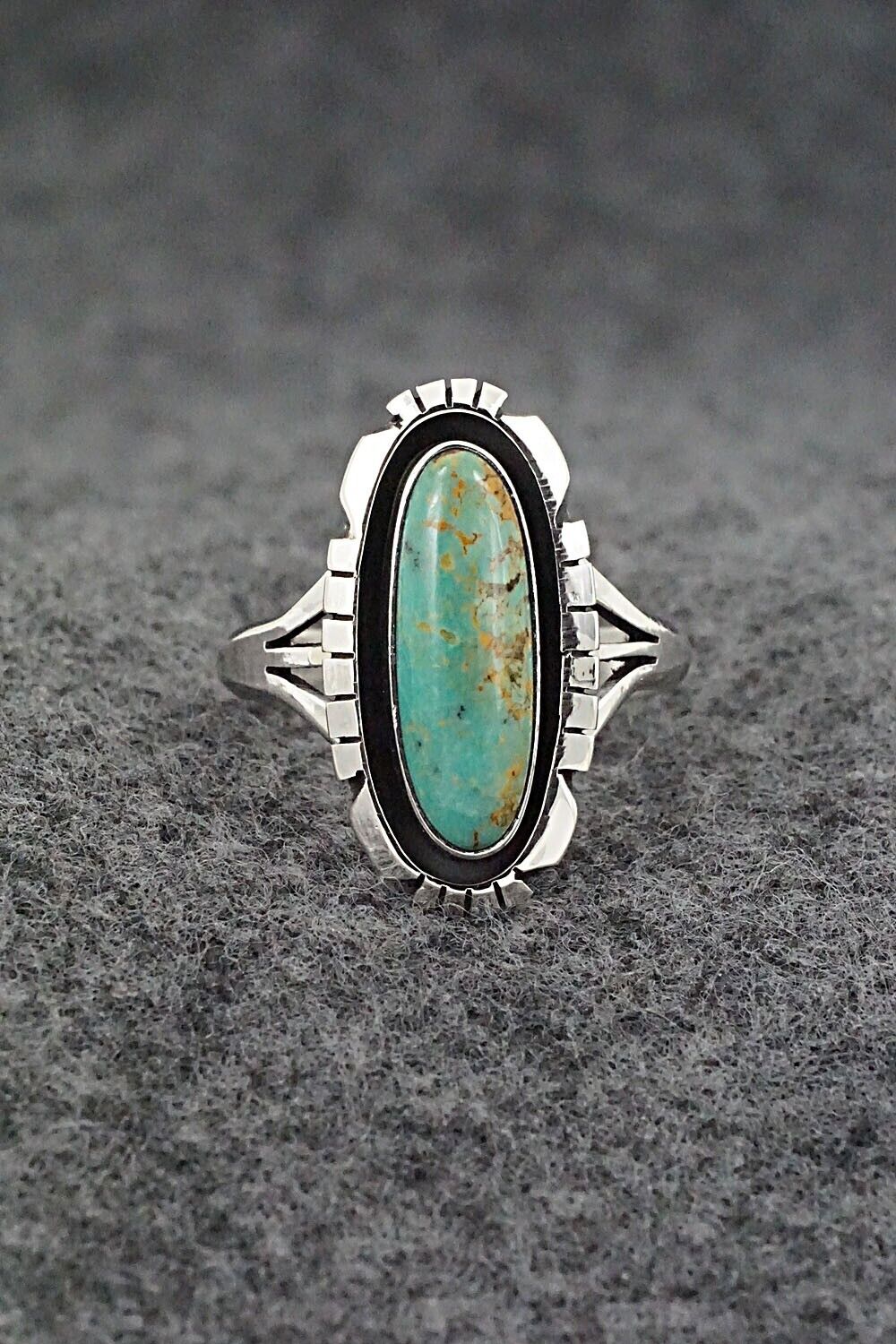 Turquoise & Sterling Silver Ring - Amos Begay - Size 8.5