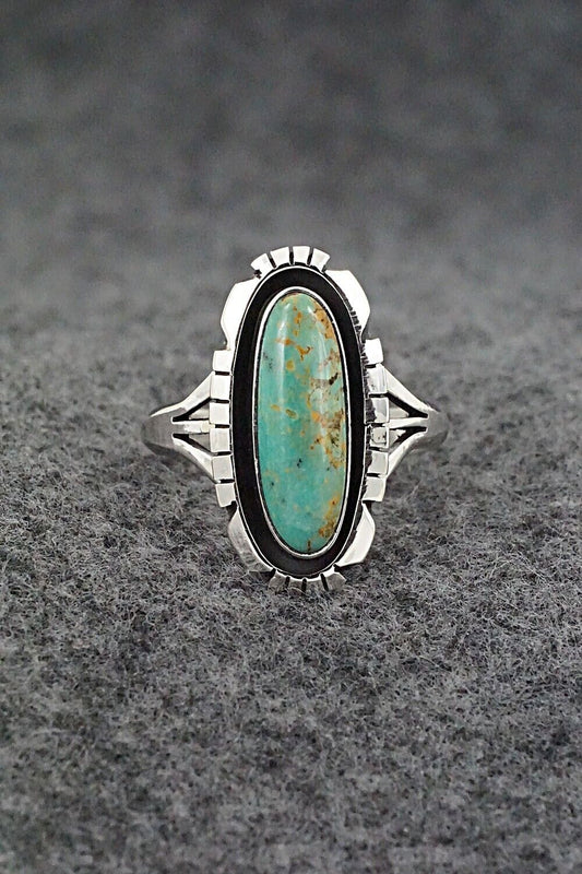 Turquoise & Sterling Silver Ring - Amos Begay - Size 8.5