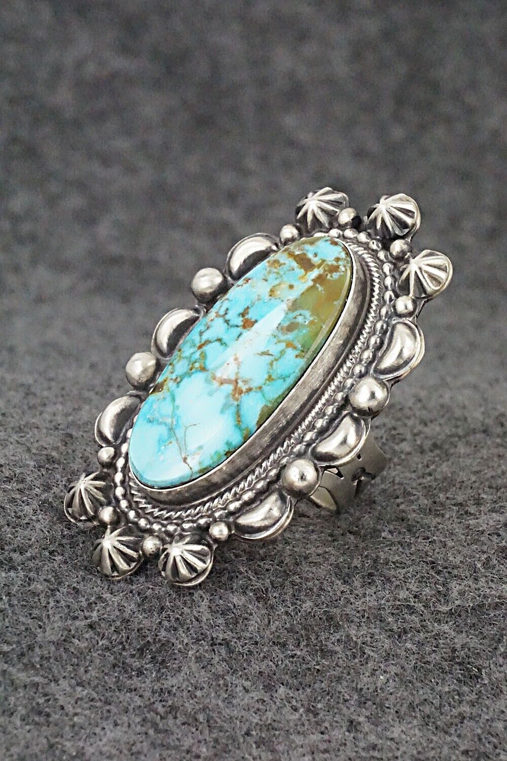 Turquoise & Sterling Silver Ring - Tom Lewis - Size 7.5