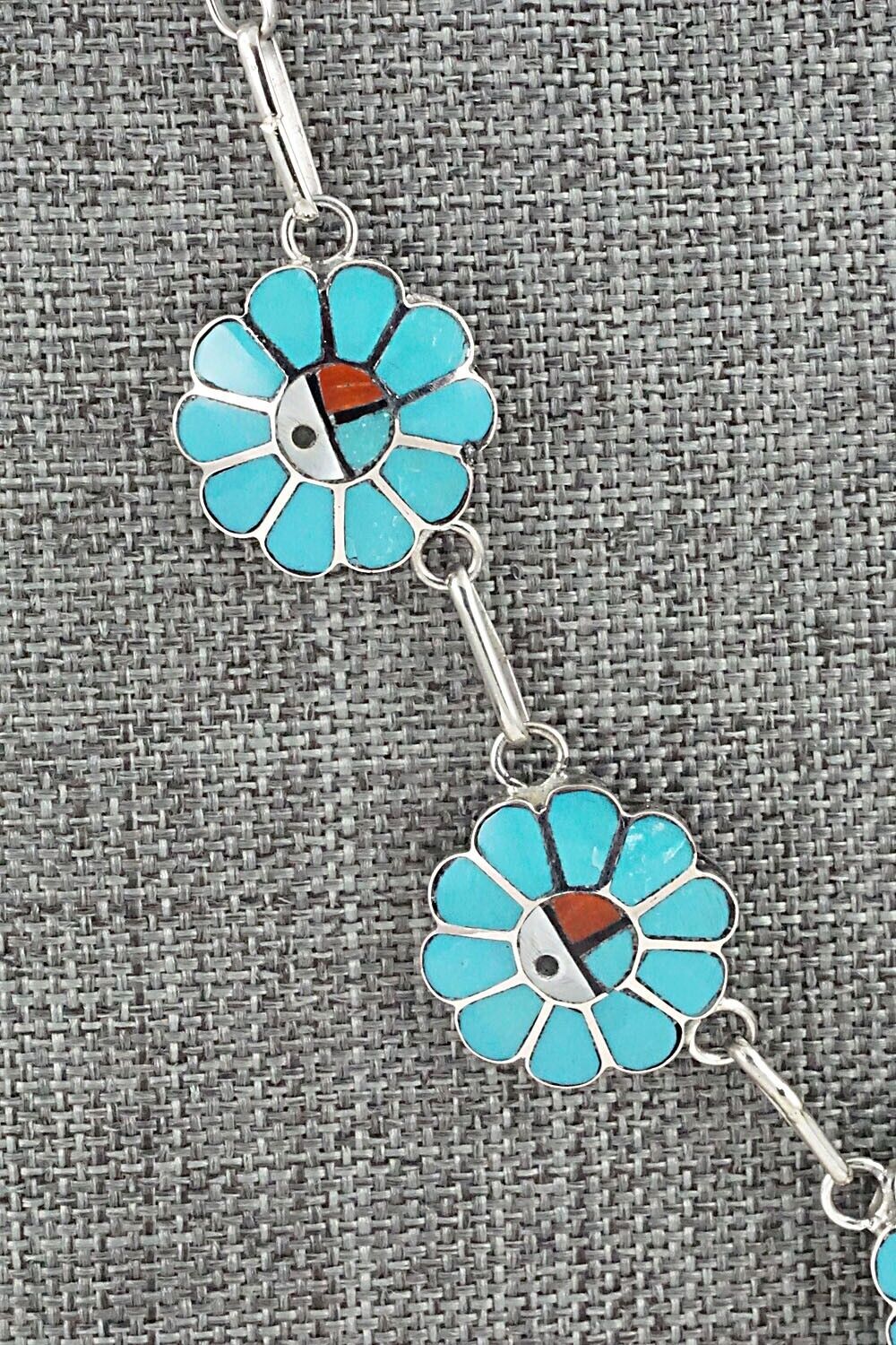 Multi Stone & Sterling Silver Inlay Necklace Set - Burdian Soseeah