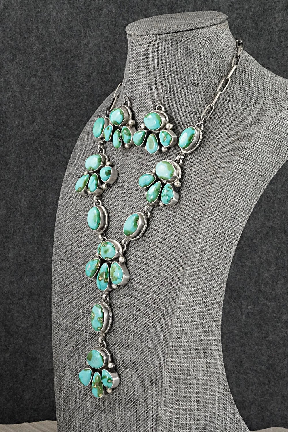 Turquoise & Sterling Silver Necklace and Earrings Set - Kathleen Livingston