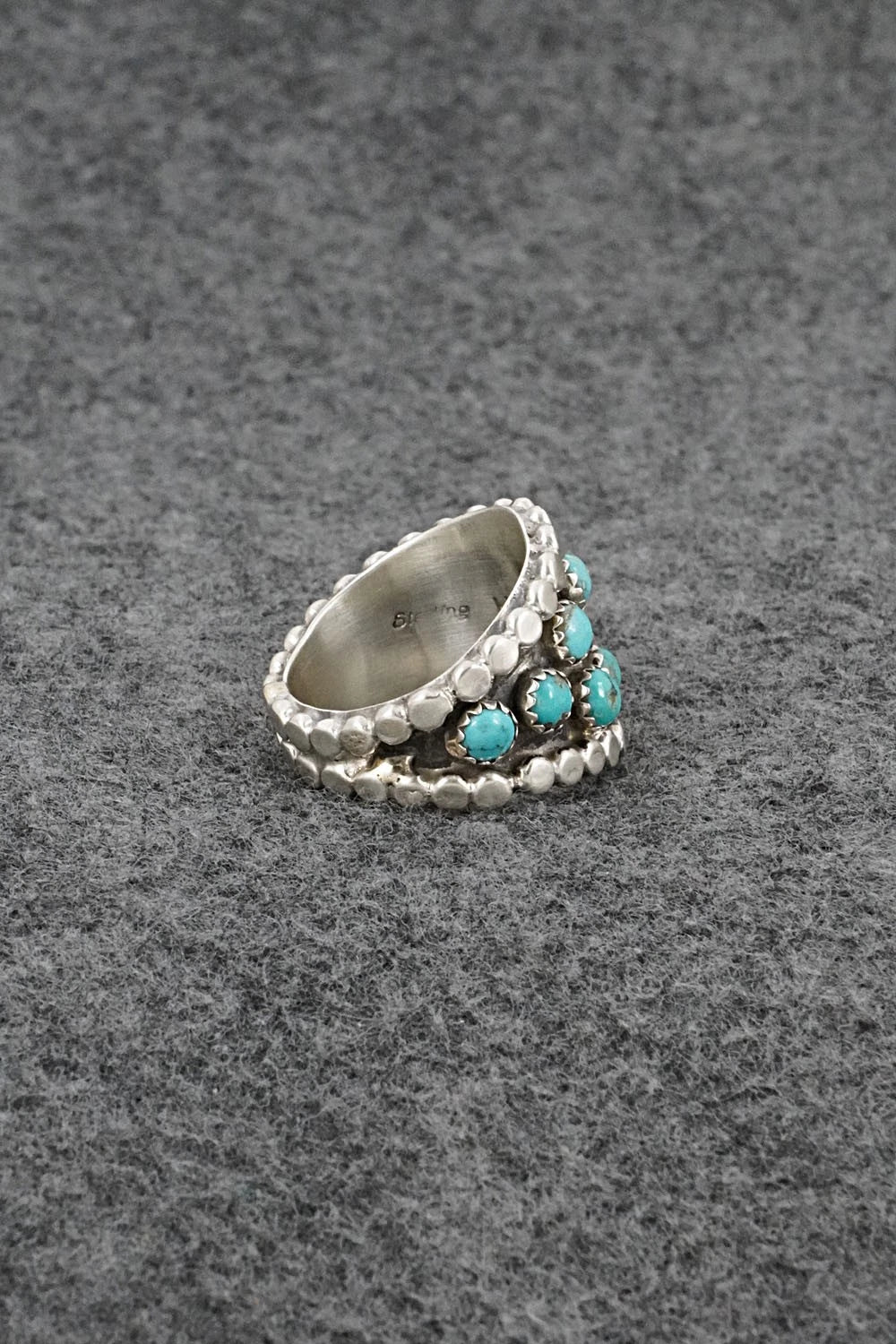 Turquoise & Sterling Silver Ring - Harry B. Yazzie - Size 8.5