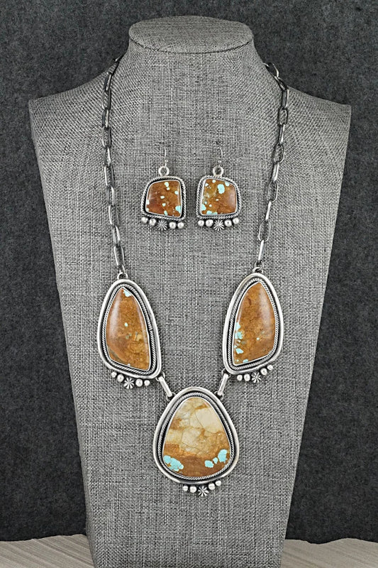 Turquoise & Sterling Silver Necklace and Earrings Set - Paul Livingston