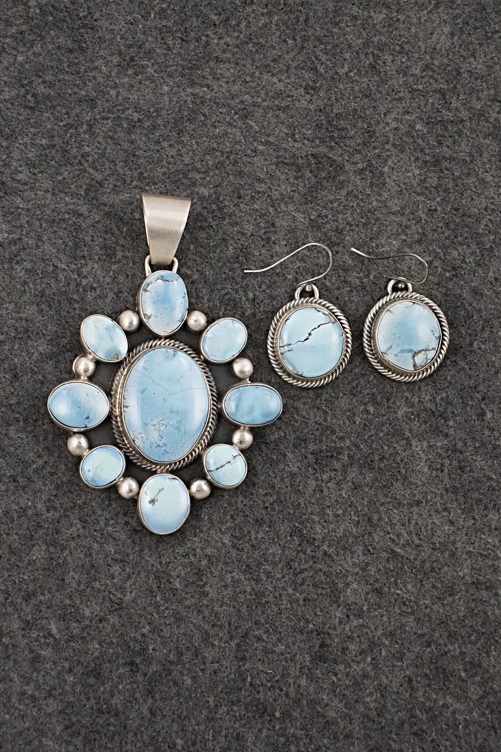 Turquoise & Sterling Silver Pendant and Earrings Set - Bobby Johnson