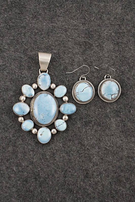 Turquoise & Sterling Silver Pendant and Earrings Set - Bobby Johnson