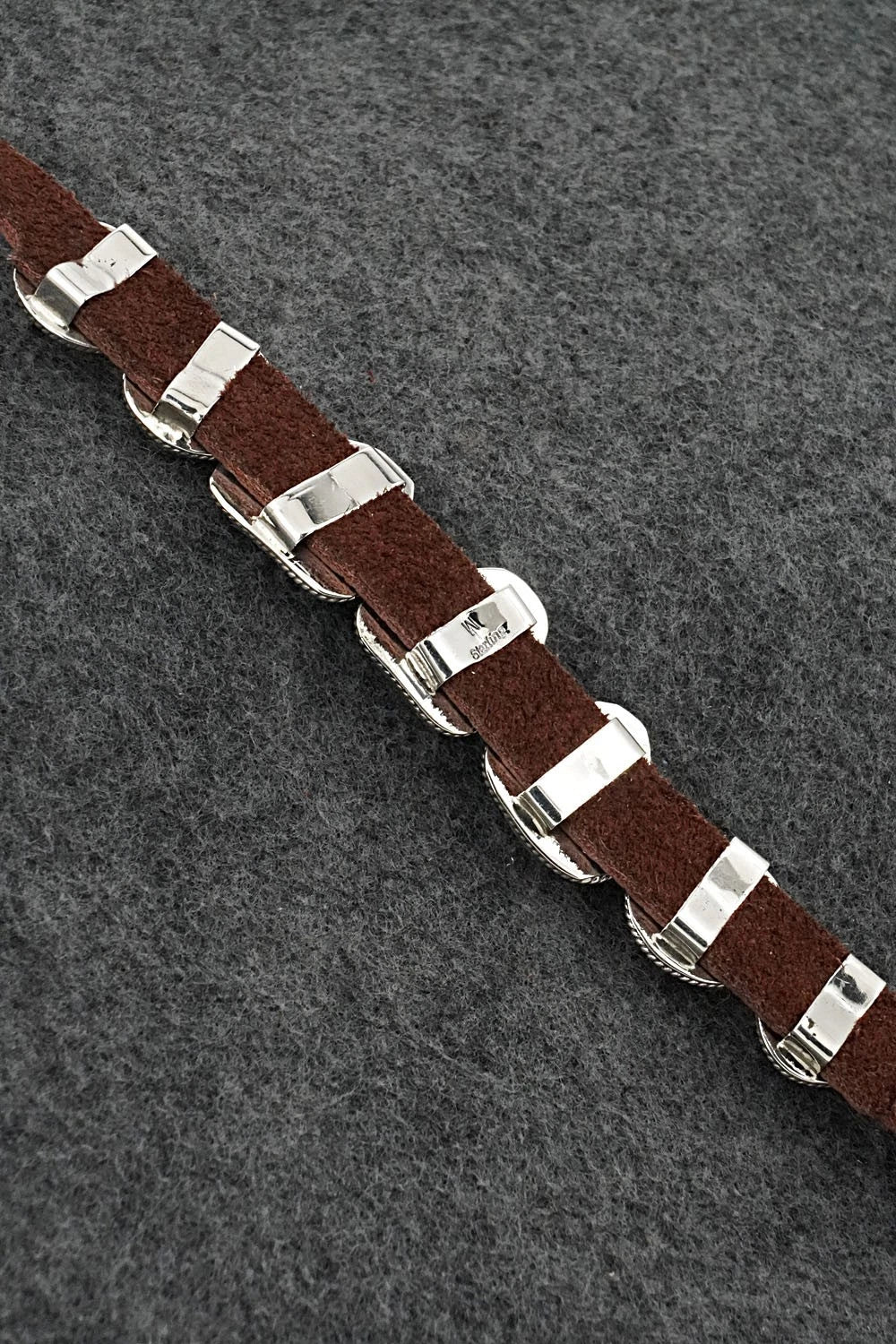 Turquoise, Spiny Oyster, Sterling Silver & Leather Bracelet - Marlene Ramone
