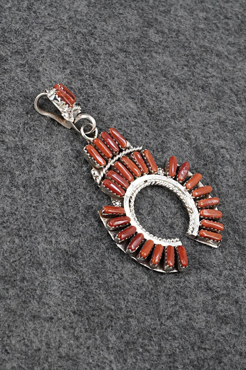 Coral & Sterling Silver Pendant and Earrings Set - Evangeline Tsabetsaye