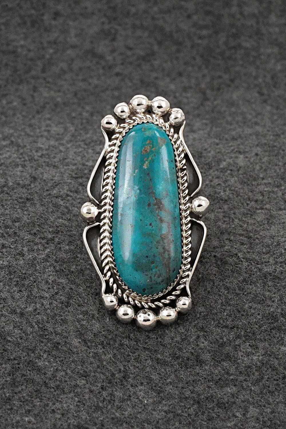 Turquoise & Sterling Silver Ring - Leslie Nez - Size 9.75