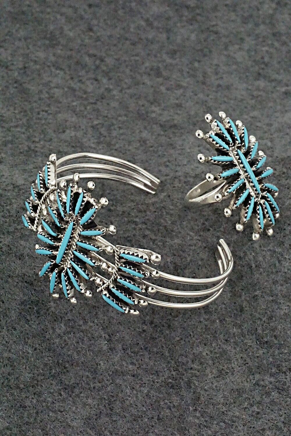 Turquoise & Sterling Silver Bracelet and Ring - Jack Etsate