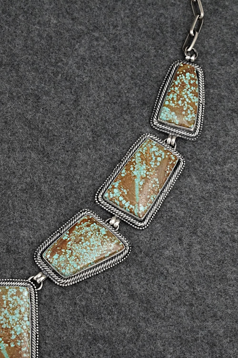 Turquoise & Sterling Silver Necklace and Earrings Set - Darrin Livingston