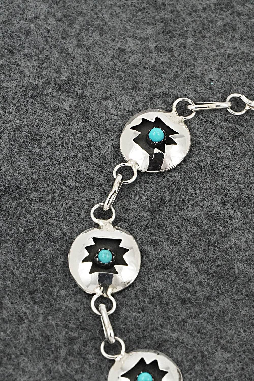 Turquoise & Sterling Silver Link Bracelet - David Morgan