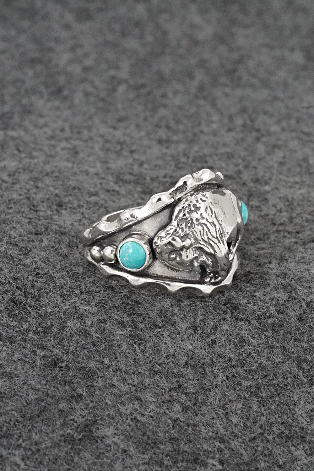 Turquoise & Sterling Silver Ring - Genevieve Francisco - Size 12.5