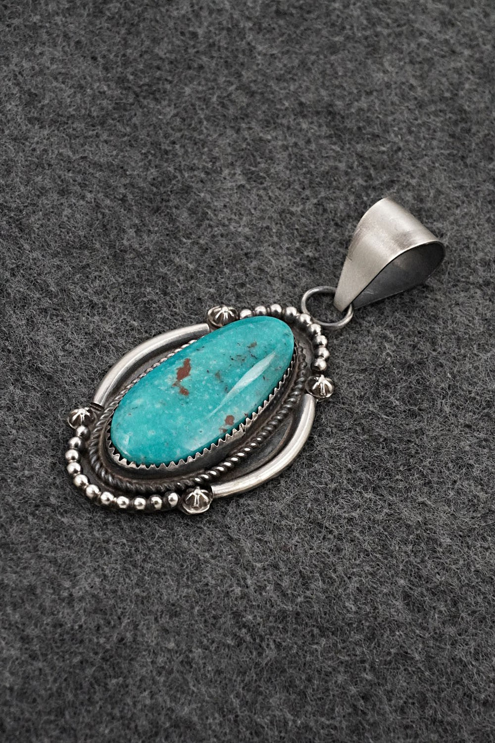 Turquoise and Sterling Silver Pendant - Leslie Nez