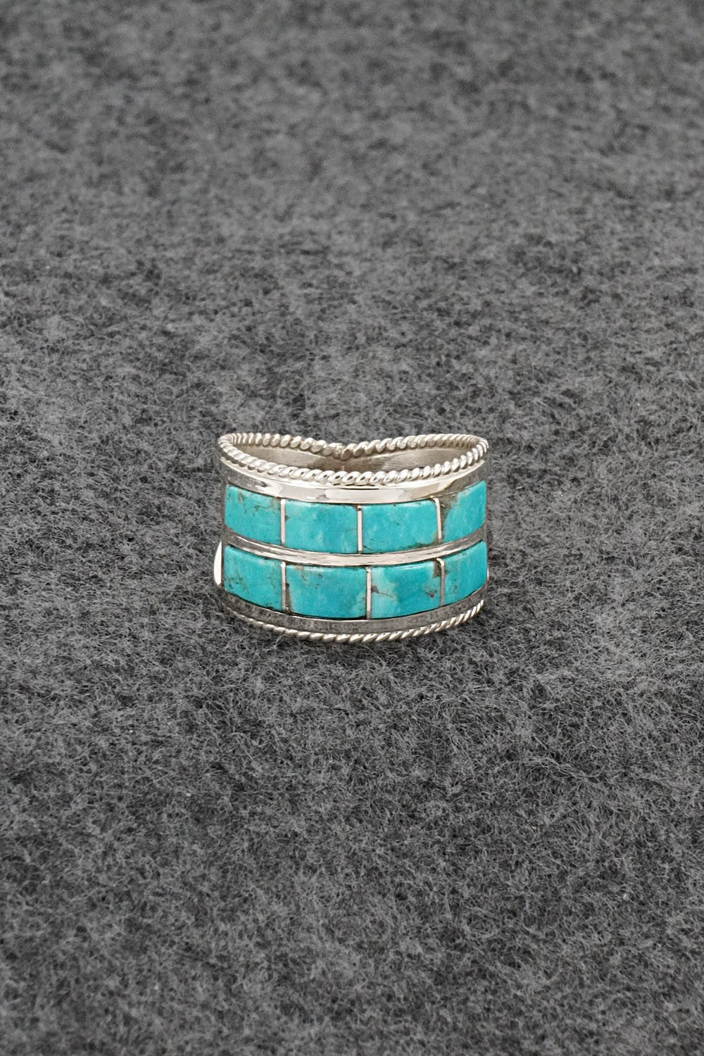 Turquoise & Sterling Silver Ring - Bruce Johnson - Size 8.5