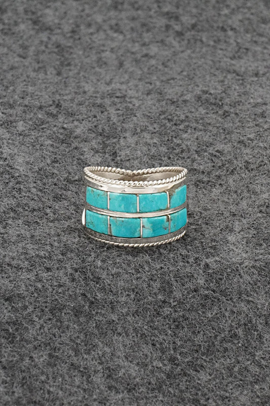 Turquoise & Sterling Silver Ring - Bruce Johnson - Size 8.5