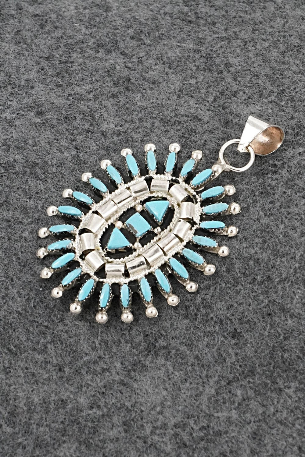 Turquoise & Sterling Silver Pendant - Evonne Hustito