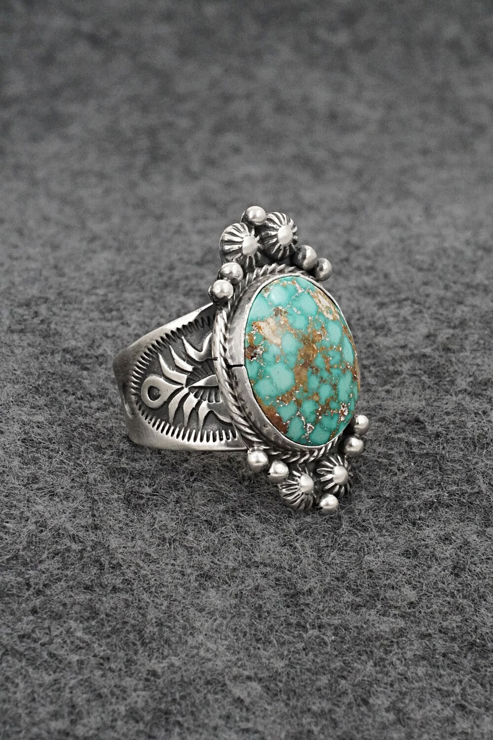 Turquoise & Sterling Silver Ring - Samuel Yellowhair - Size 7