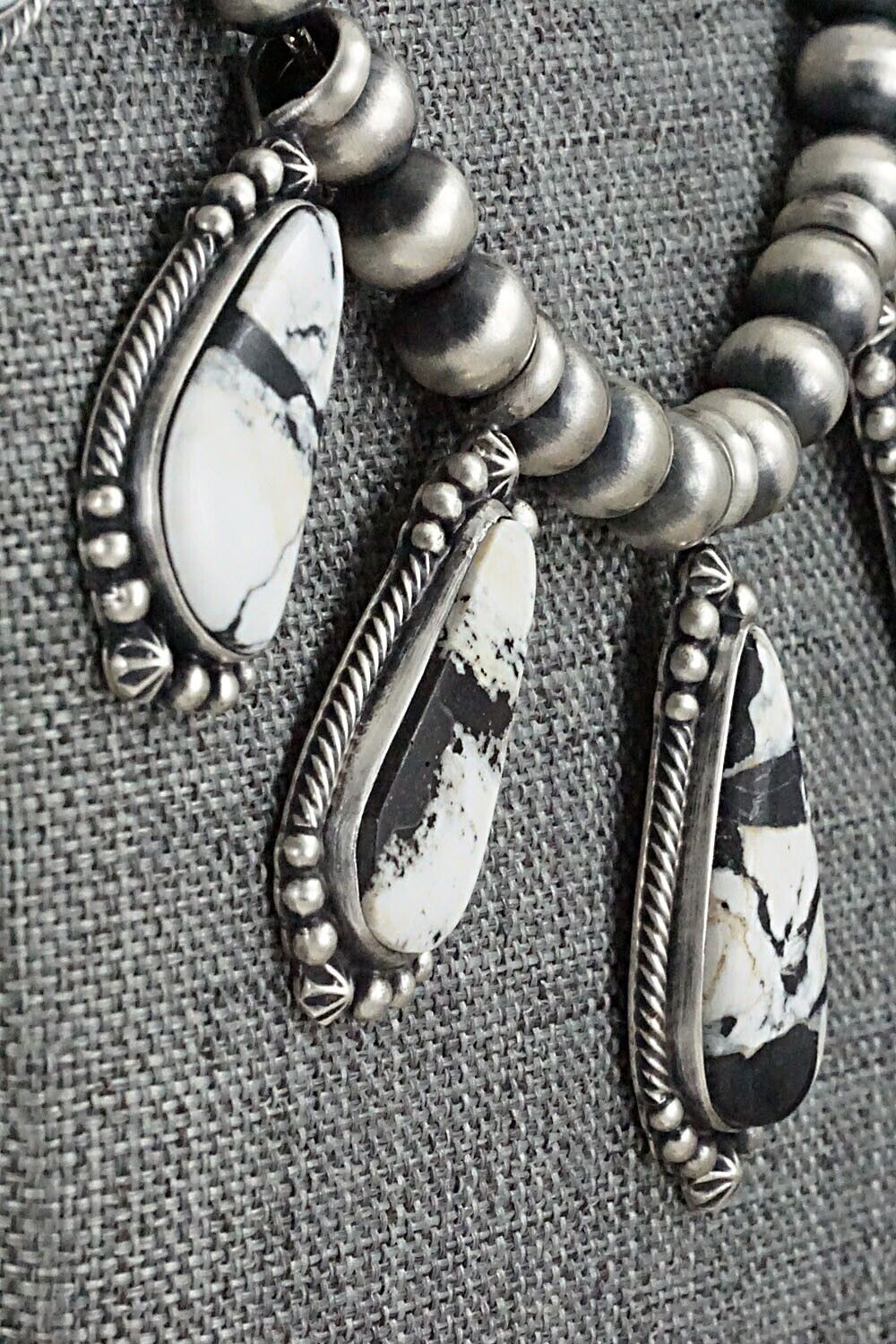 White Buffalo & Sterling Silver Necklace & Earrings Set - Diana Wylie