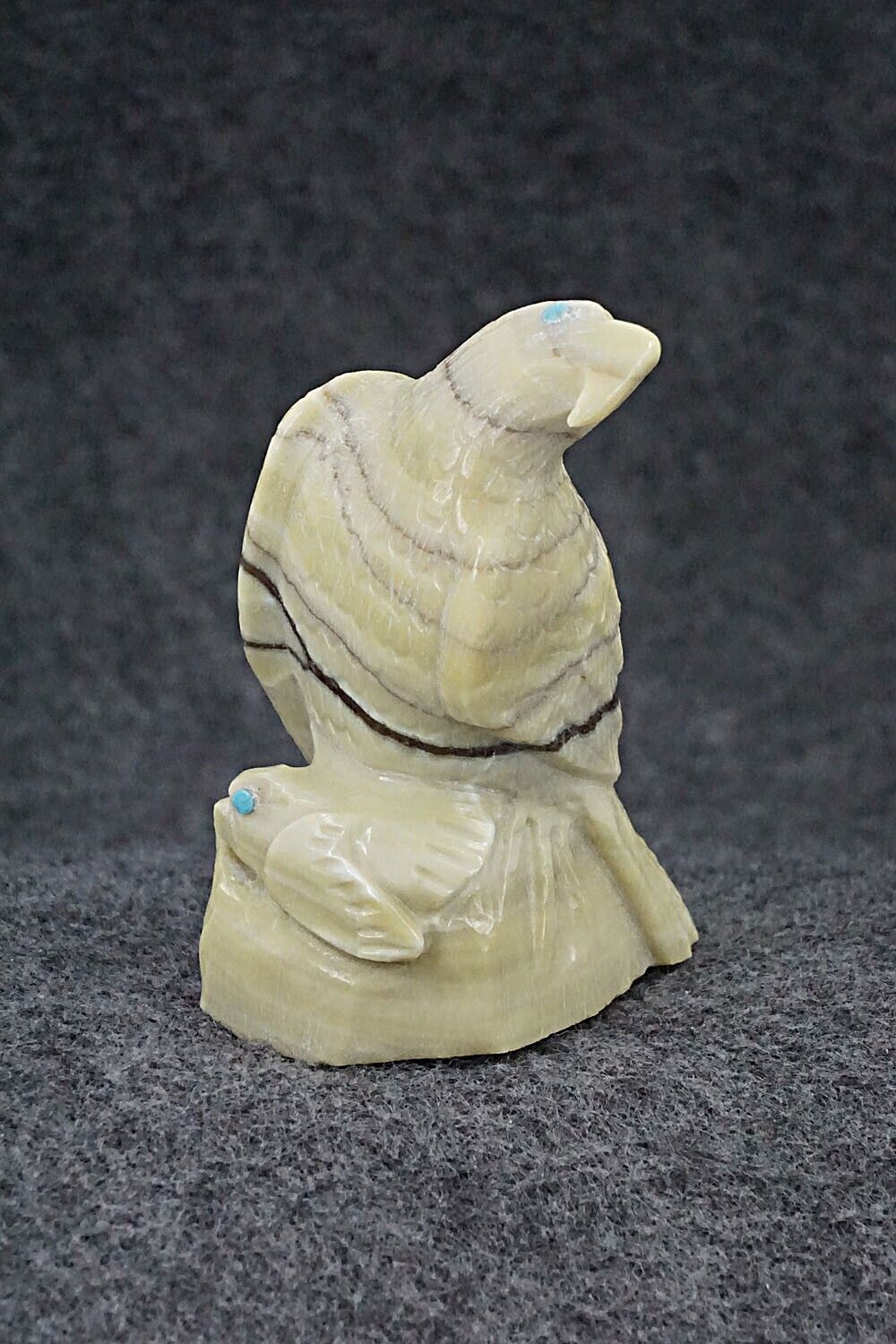 Eagle with Fledgling Zuni Fetish Carving - Derrick Kaamasee