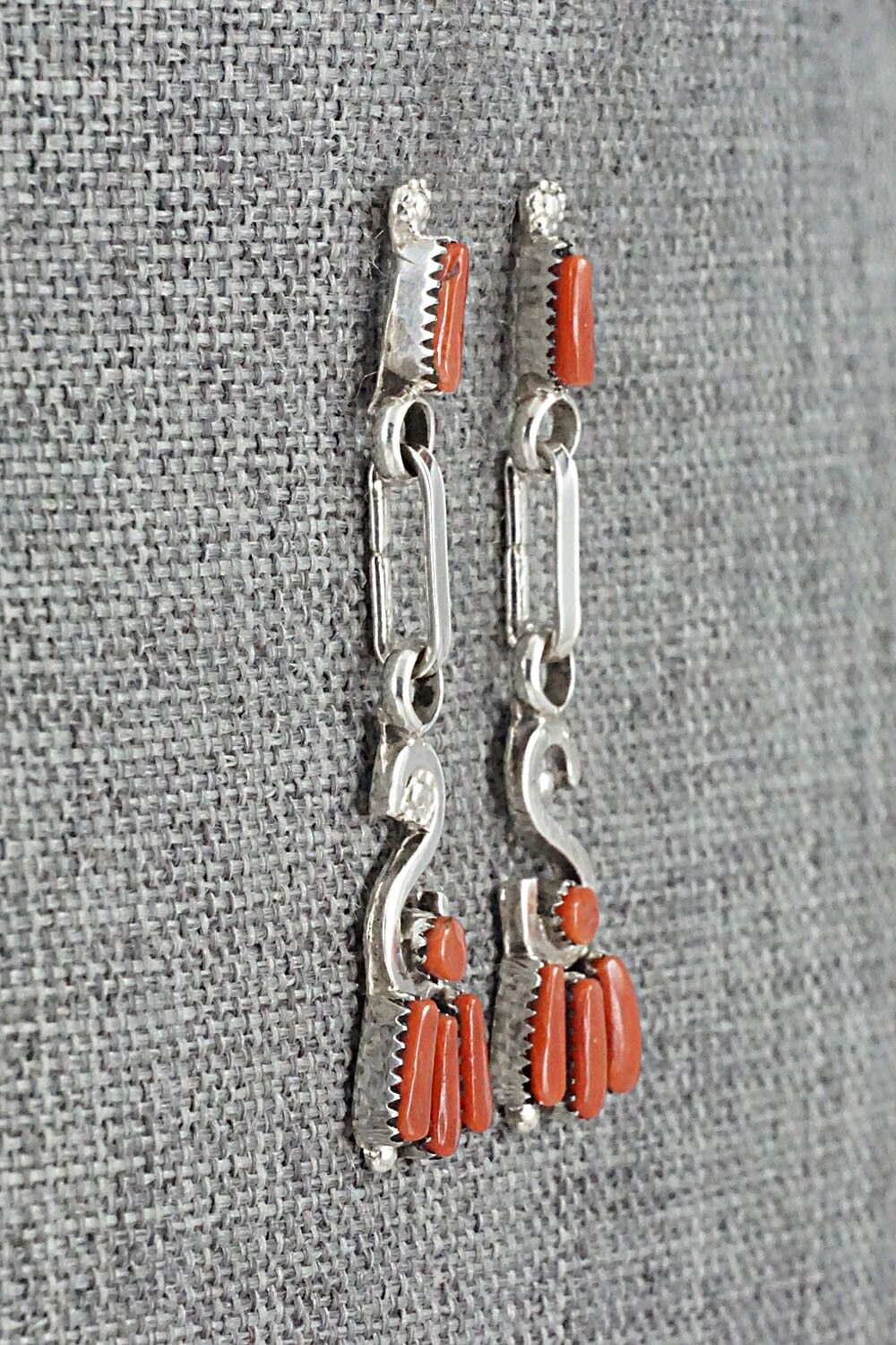 Coral & Sterling Silver Earrings - Carlene Hattie