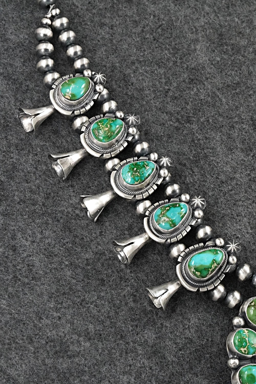 Turquoise & Sterling Silver Squash Blossom Set - Bob Becenti