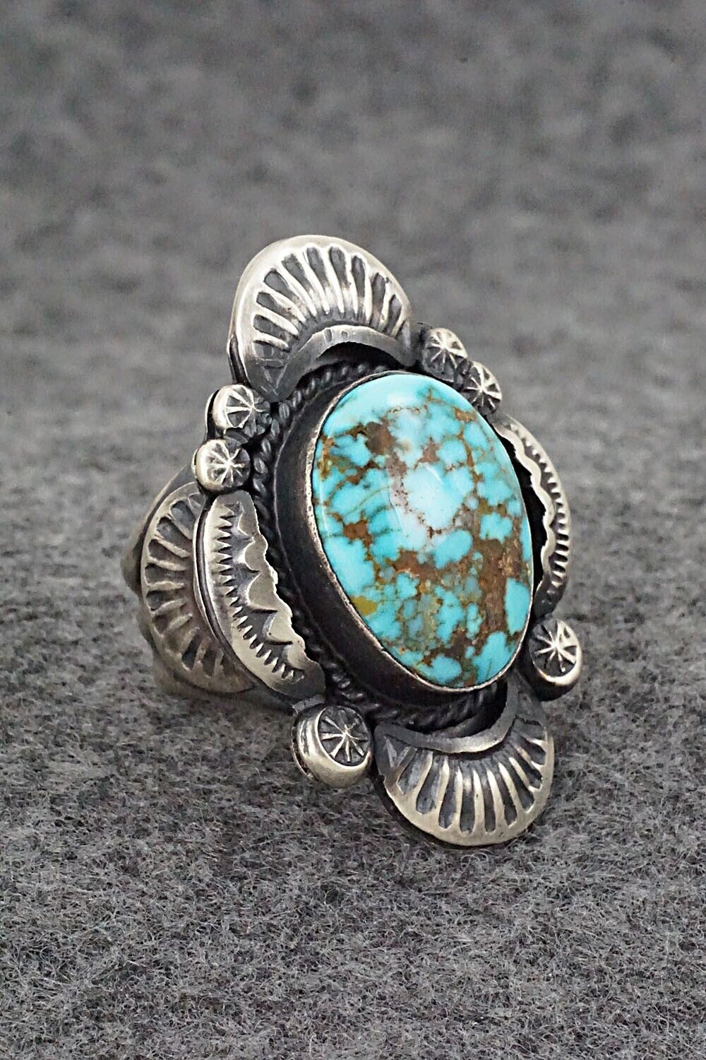 Turquoise & Sterling Silver Ring - Gilbert Tom - Size 7.5