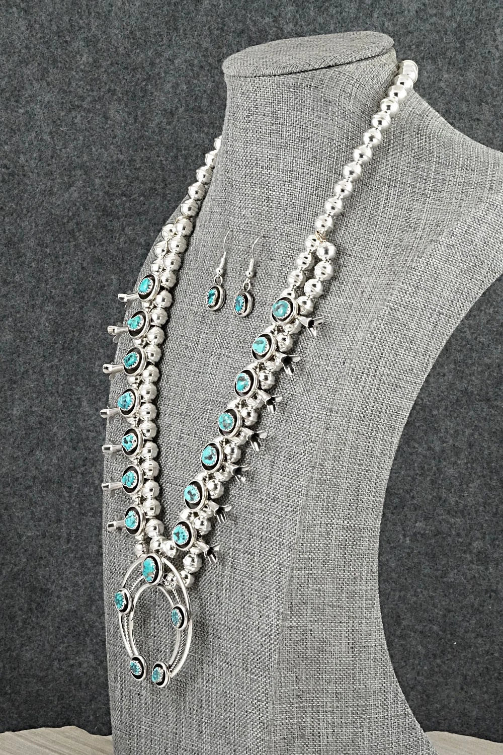 Turquoise & Sterling Silver Squash Blossom Set - Phil Garcia