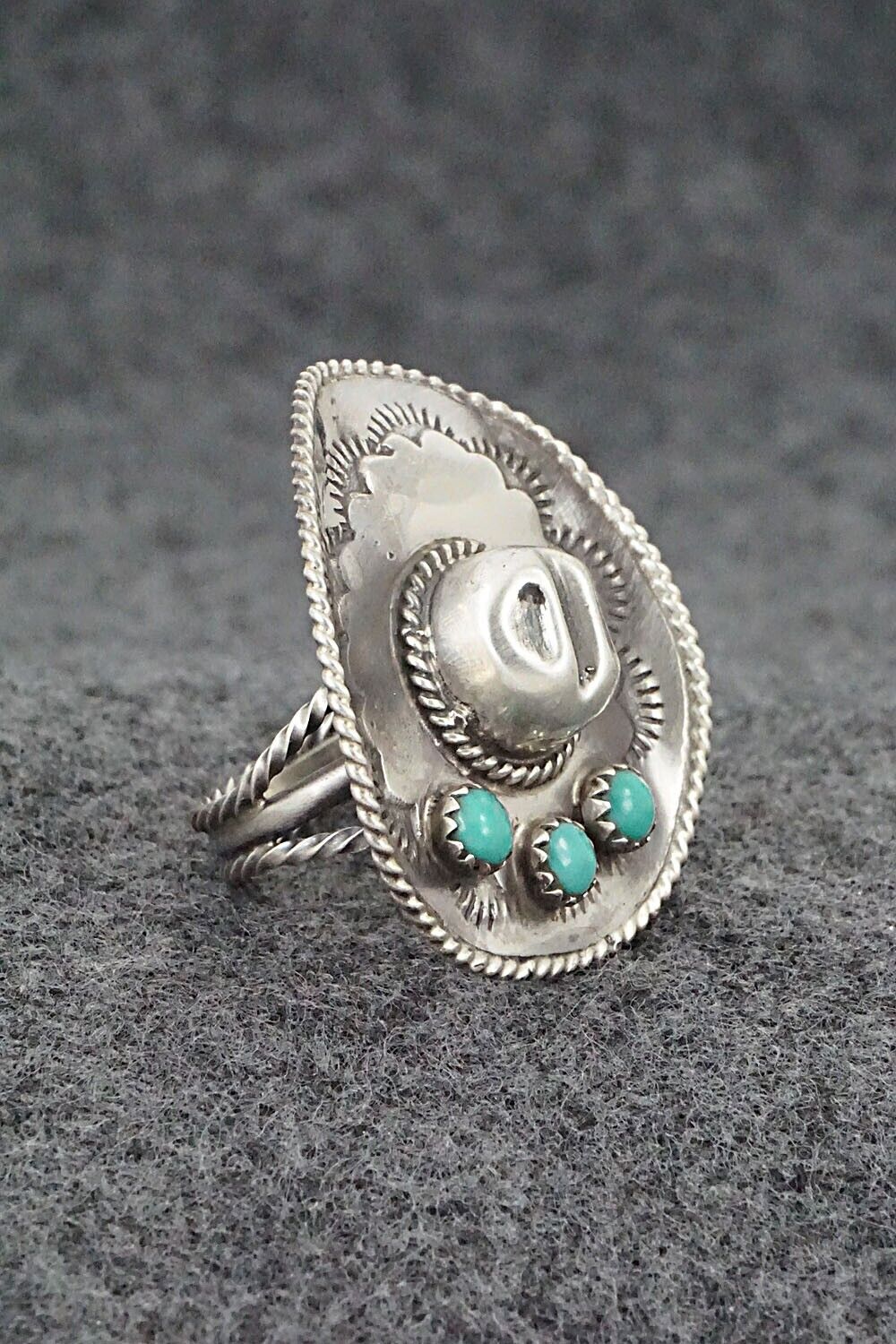 Turquoise & Sterling Silver Ring - Bobby Platero - Size 5.5
