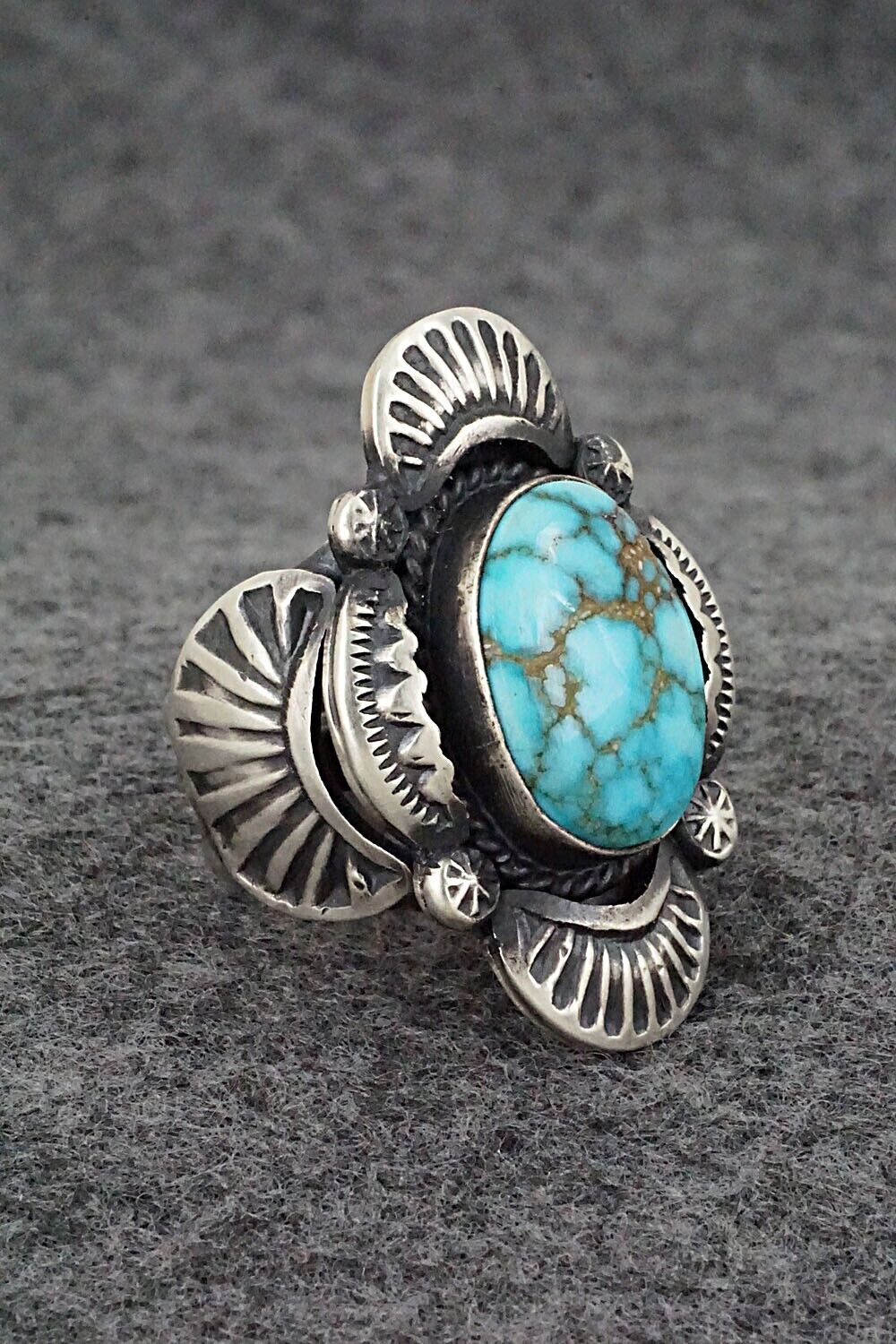 Turquoise & Sterling Silver Ring - Gilbert Tom - Size 8