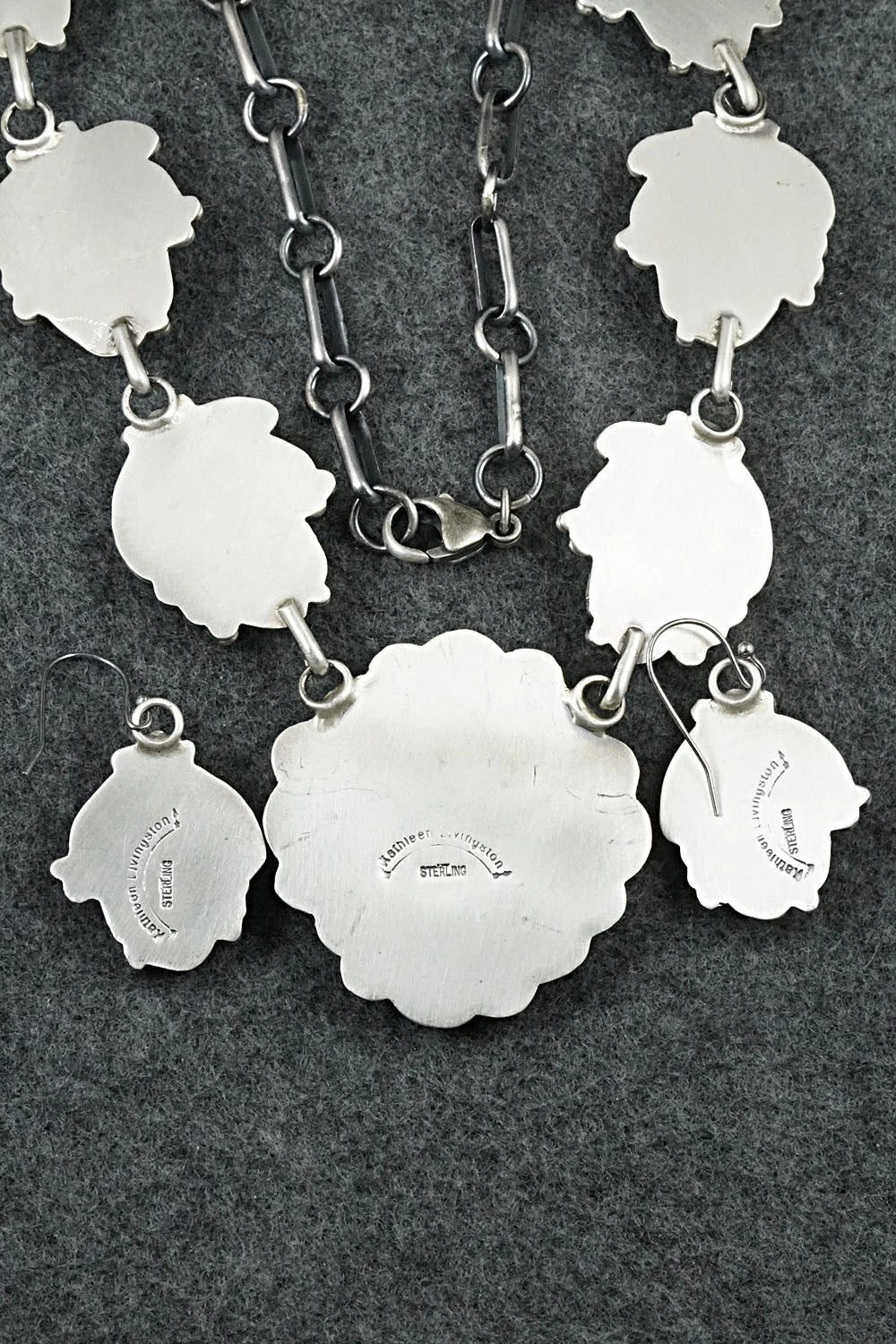 Turquoise & Sterling Silver Necklace and Earrings Set - Kathleen Livingston
