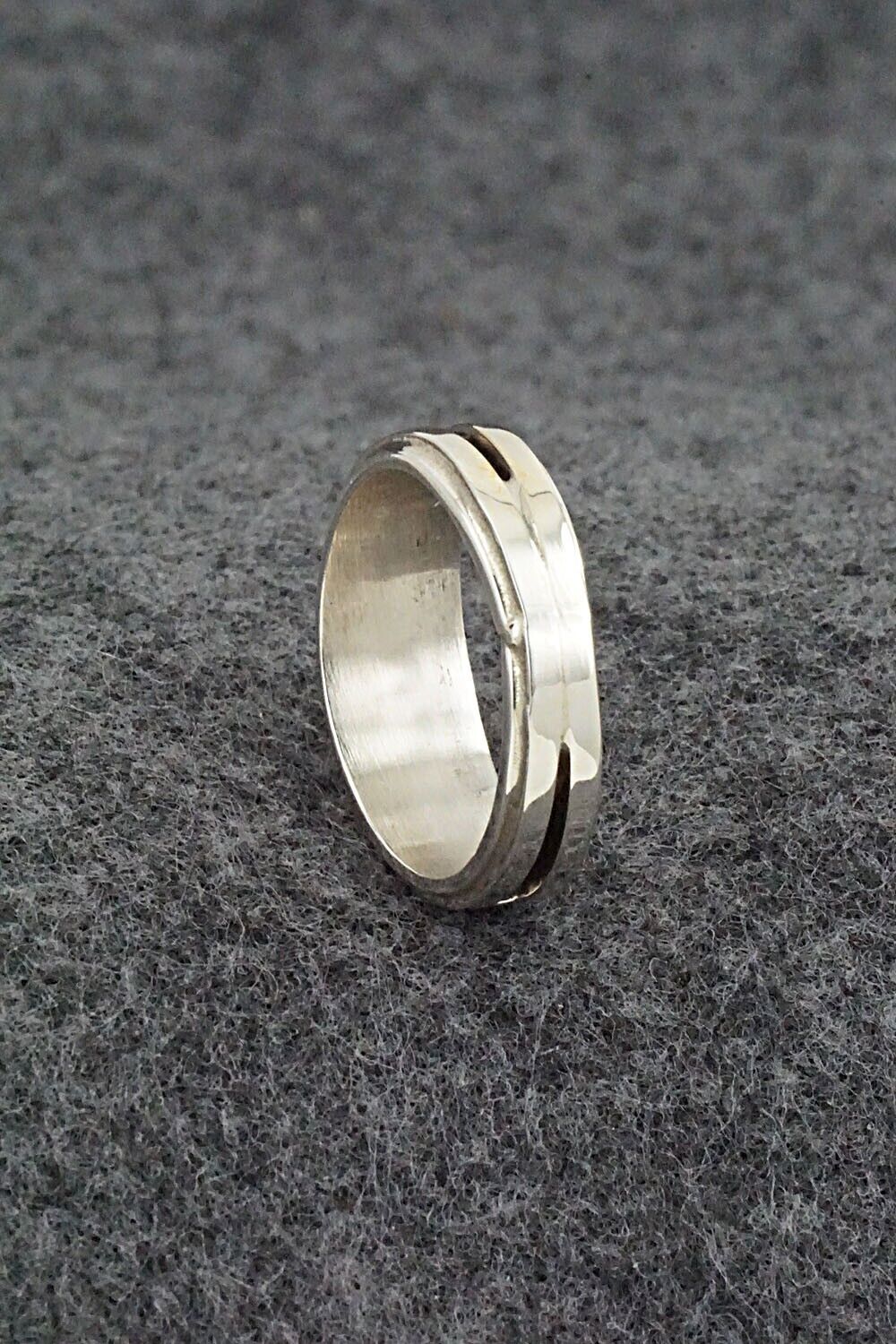 Coral & Sterling Silver Inlay Ring - Wilbert Muskett Jr. - Size 8