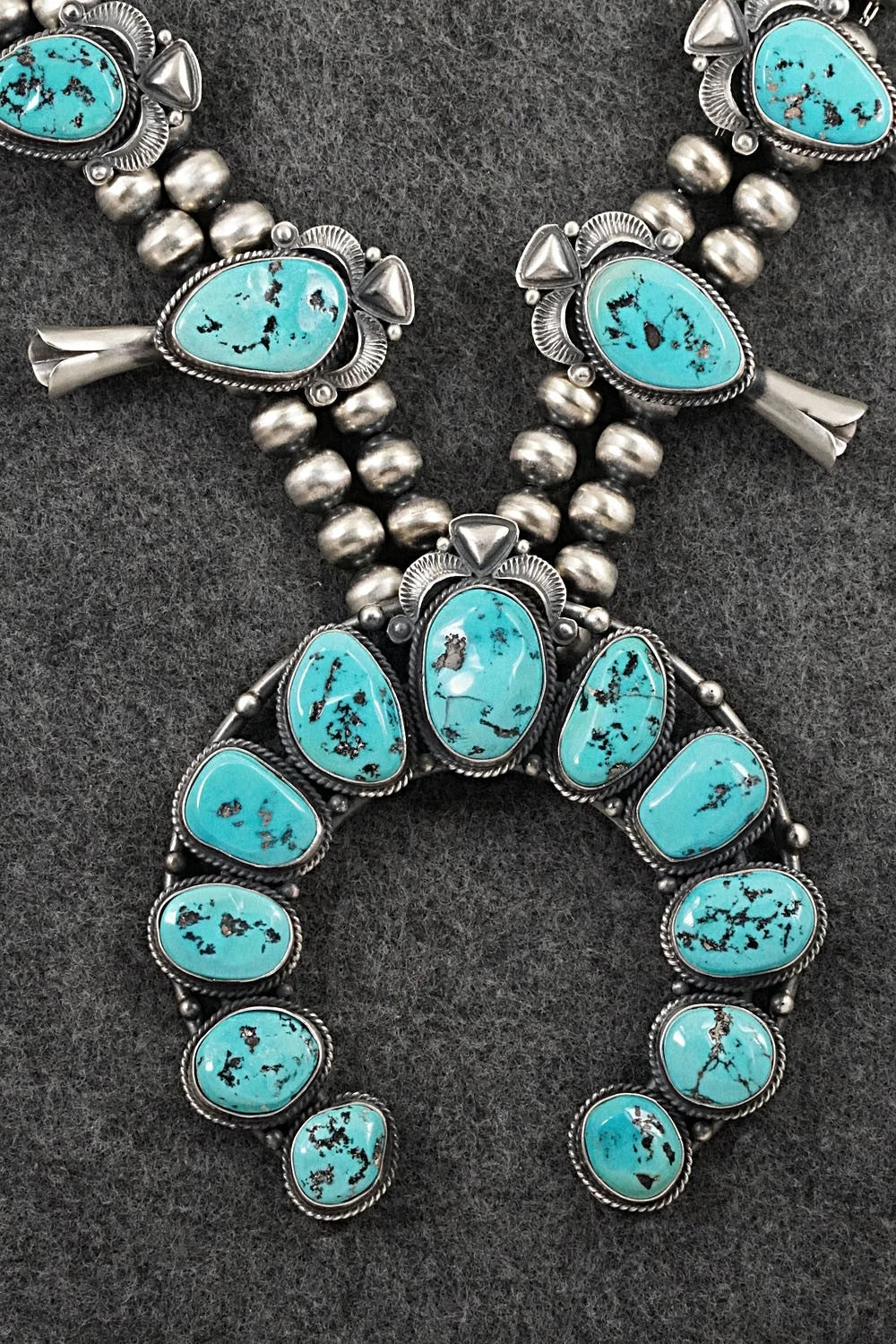 Turquoise & Sterling Silver Squash Blossom Set - Derrick Gordon