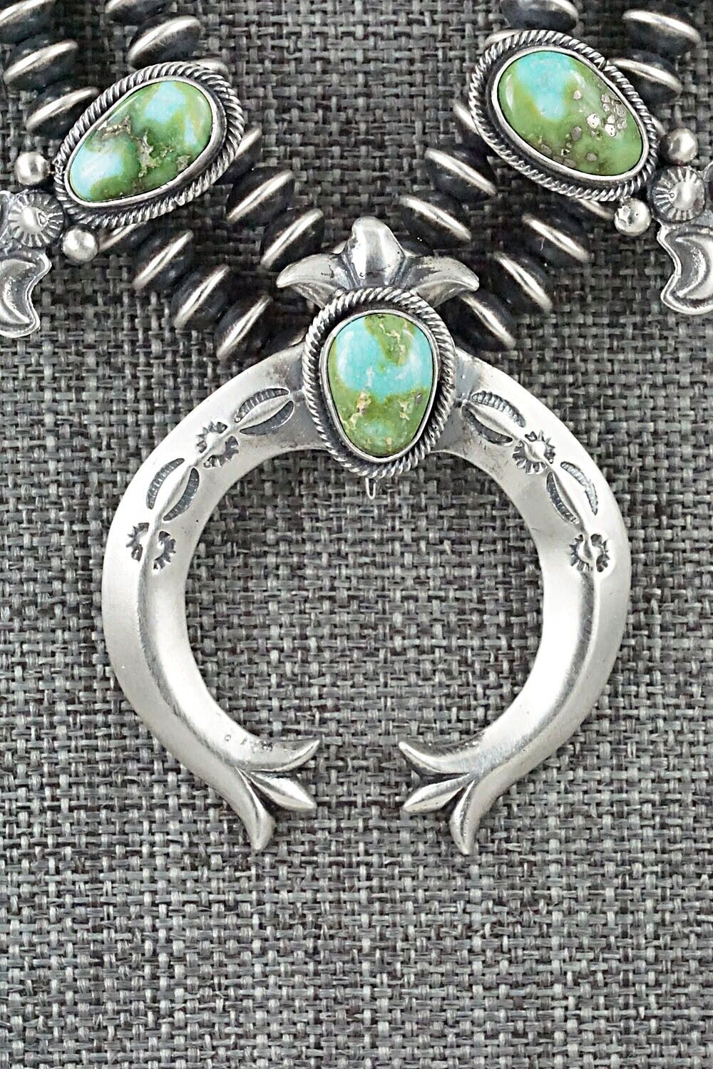 Turquoise & Sterling Silver Squash Blossom Set - Paige Gordon