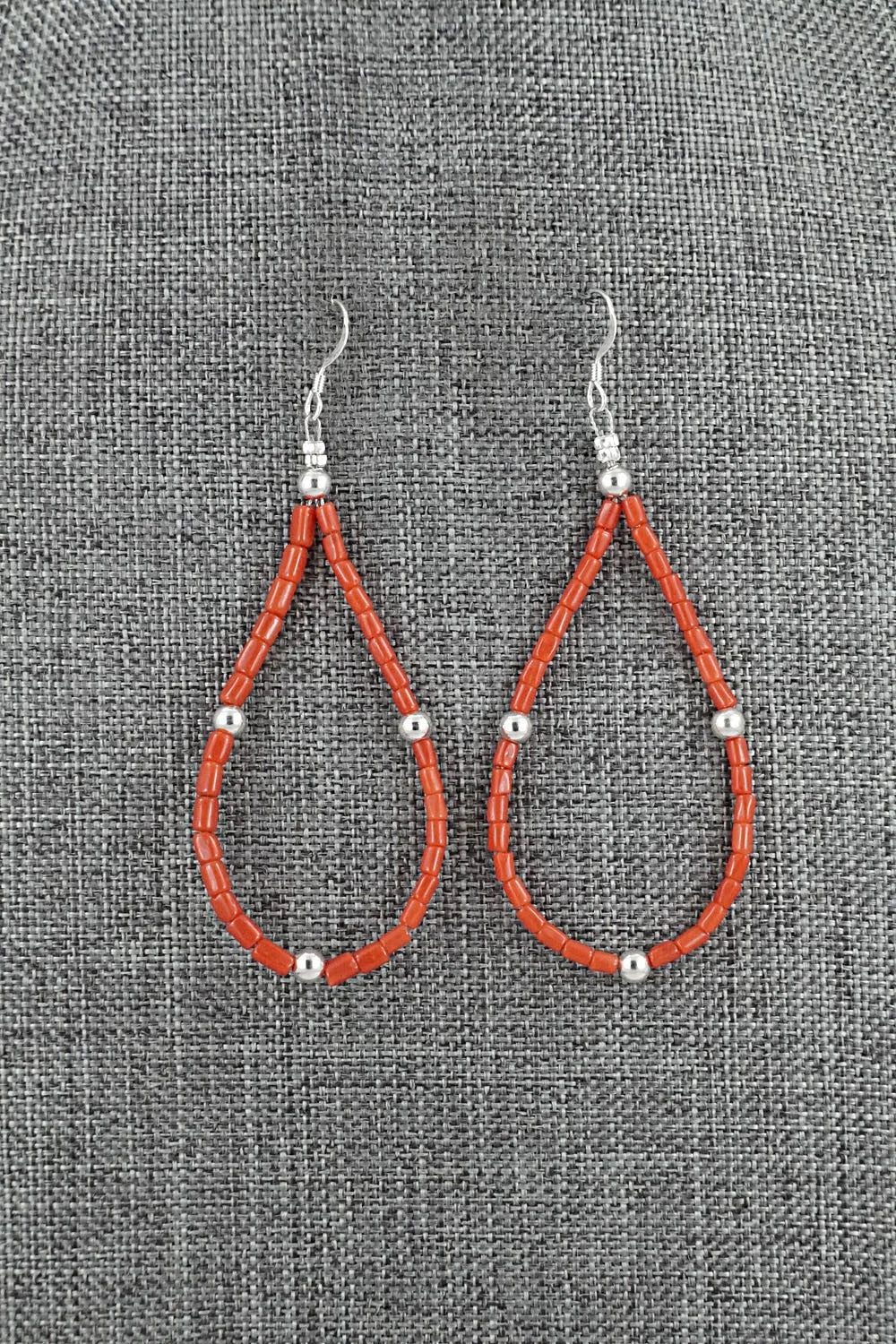 Coral & Sterling Silver Earrings - Doreen Jake