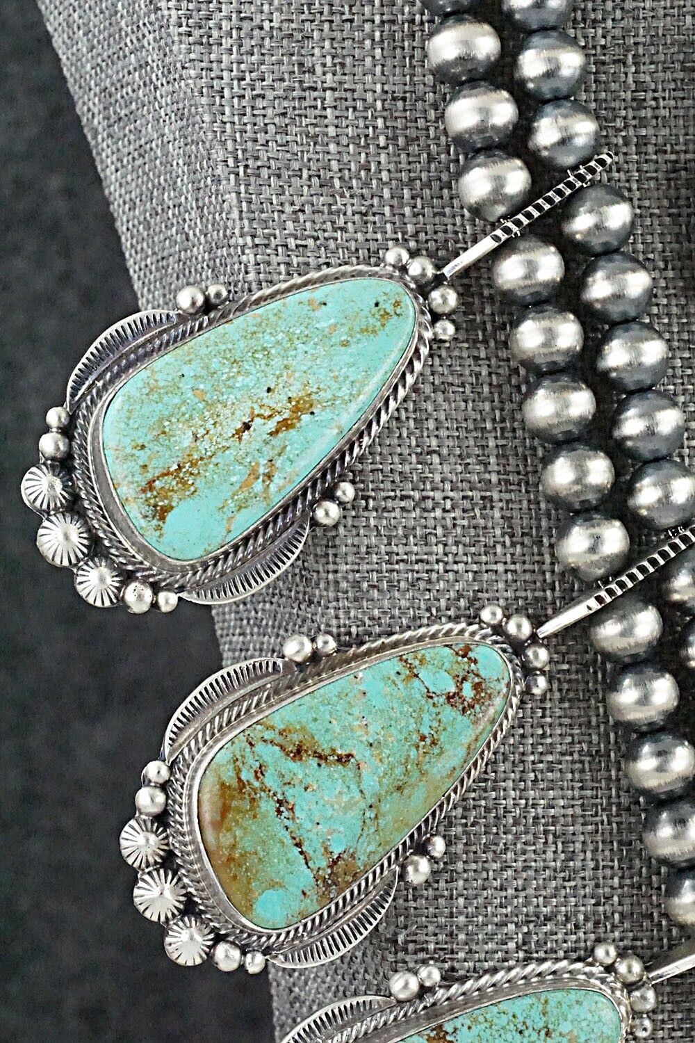 Turquoise & Sterling Silver Squash Blossom Set - Tom Lewis